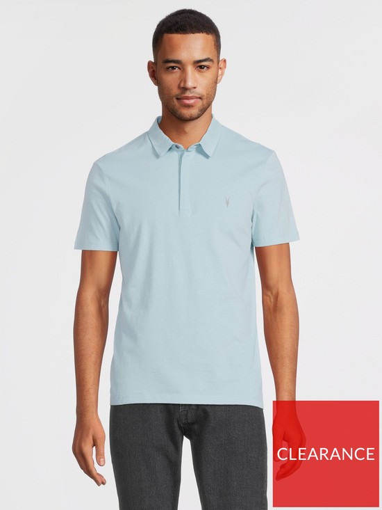 AllSaints Brace Jersey Polo Shirt - Light Blue | very.co.uk