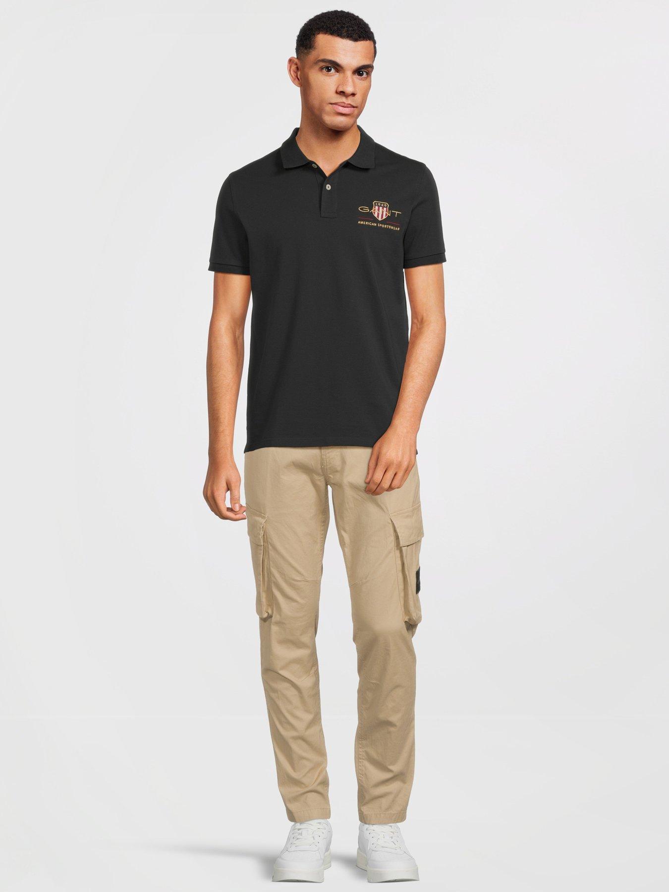 GANT Archive Shield Ss Pique Polo Shirt - Black | very.co.uk