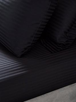 Product photograph of Very Home Luxury 300 Thread Count Soft Touch Sateen Stripe 32 Cm Extra Deep Fitted Sheet In Black from very.co.uk