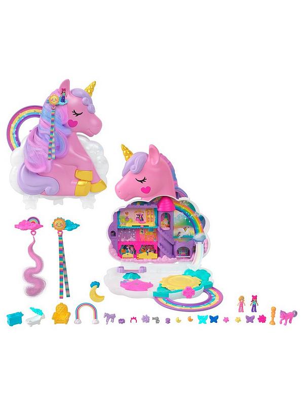 Image 1 of 6 of Polly Pocket Rainbow Unicorn Salon Compact&nbsp;Playset