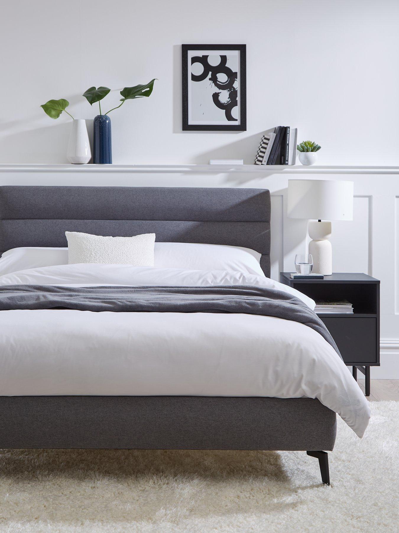 Very Home Prague Fabric Bed with Mattress Options (Buy  &  SAVE!) - Grey - FSC® Certified
