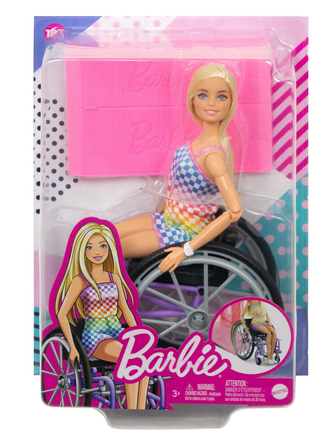 Barbie on a store wheelchair