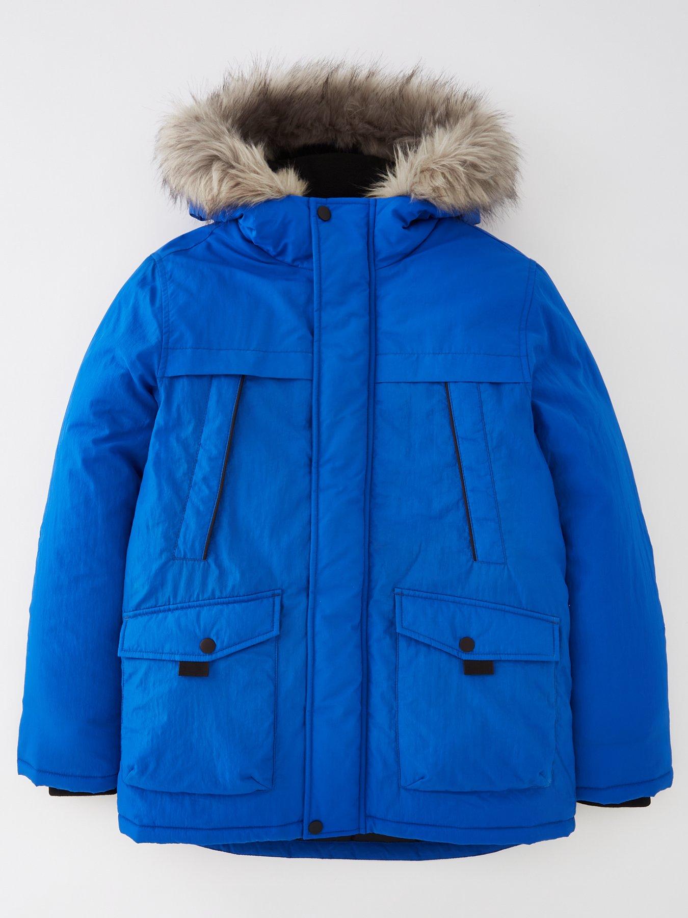 Boys blue parka on sale coat