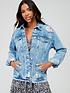  image of v-by-very-relaxed-denim-jacket-with-distressing-mid-wash