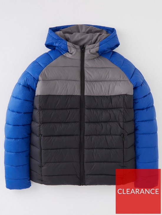 front image of v-by-very-blue-contrast-padded-coat