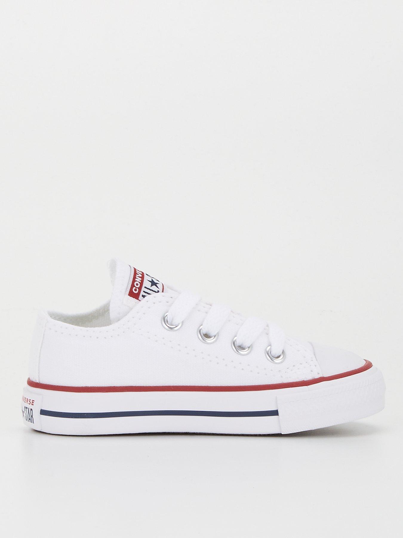 Converse Infant Unisex Ox Trainers - White, White, Size 2 Younger