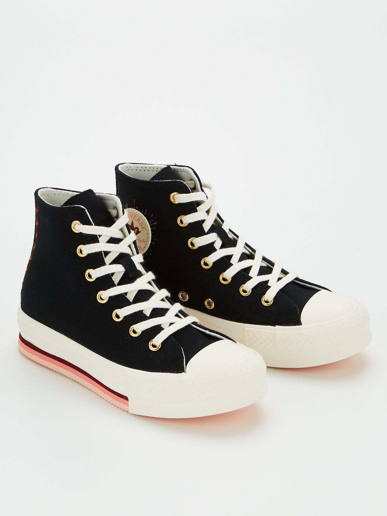 girls black converse high top