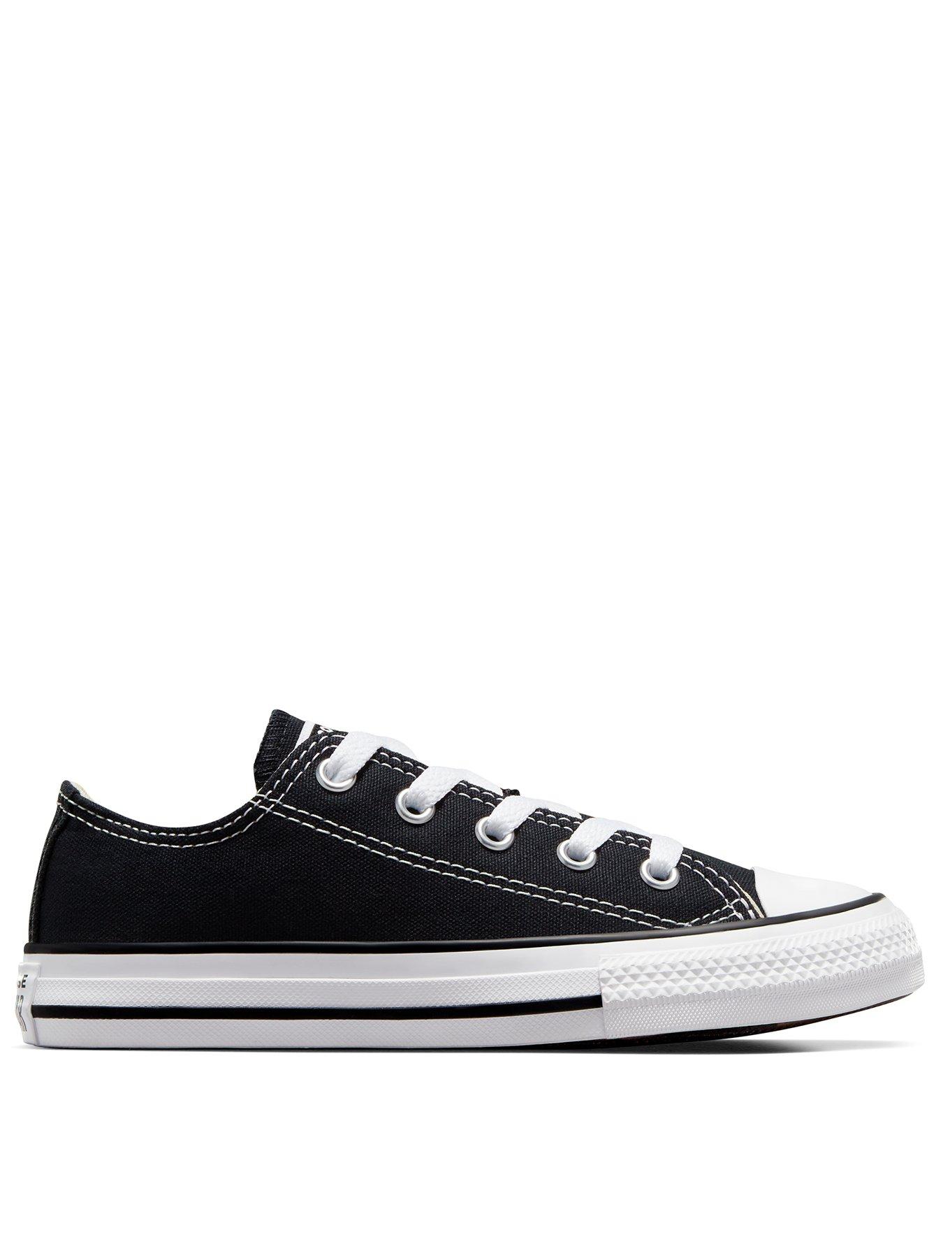 Converse Kids Girls Eva Lift Canvas Platform Ox Trainers Black White Very