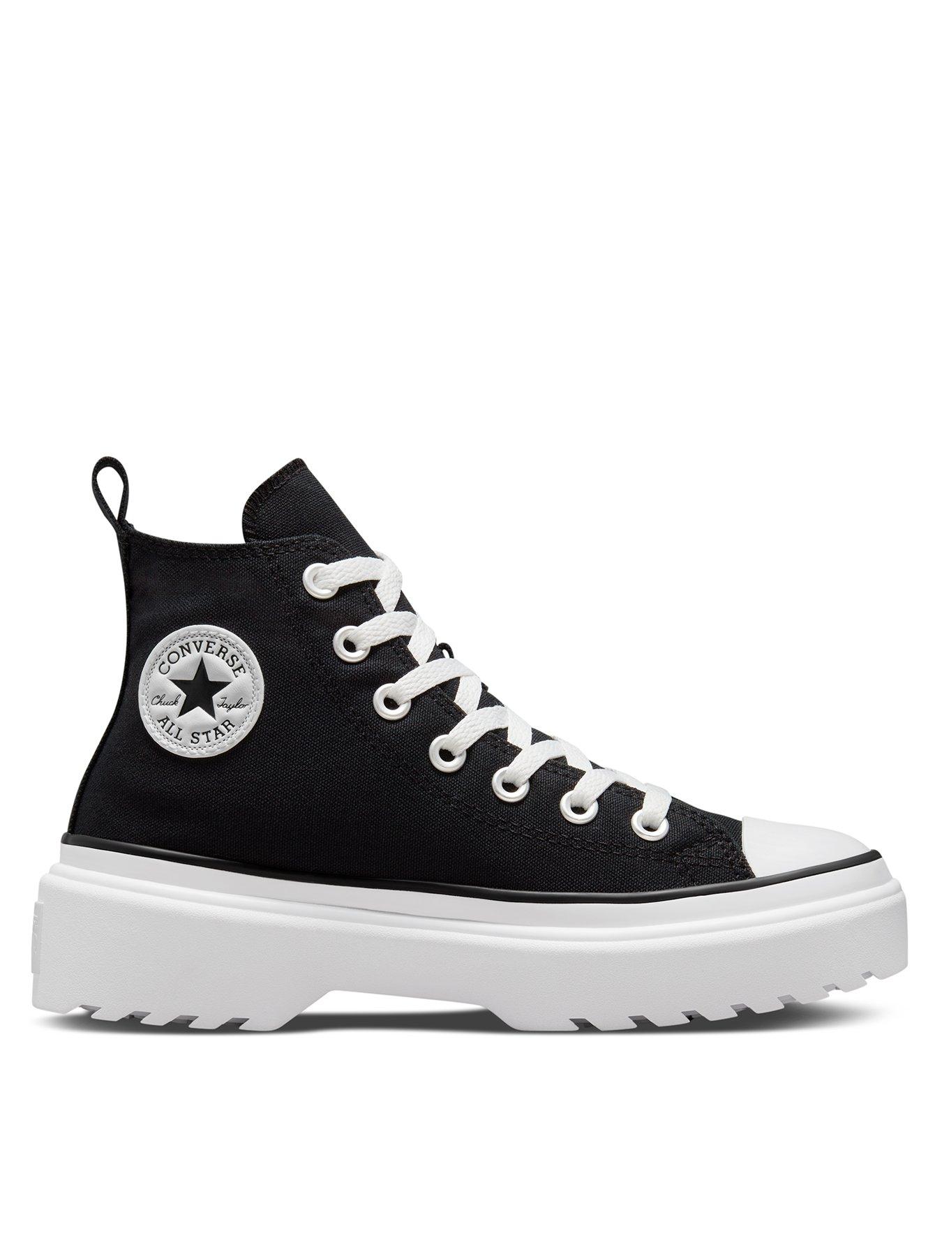 undefined Junior Girls Lugged Lift Canvas Hi Top Trainers - Black