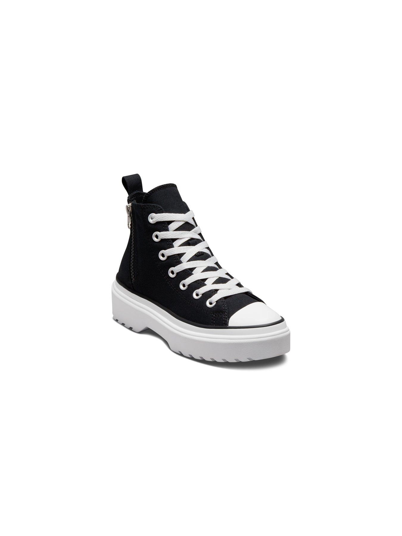 Junior Girls Lugged Lift Canvas Hi Top Trainers Black