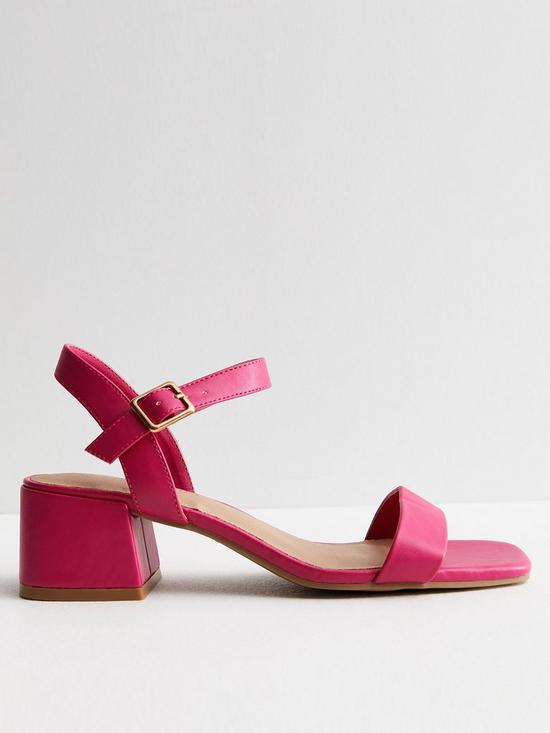 New Look Bright Pink Leather-Look 2 Part Block Heel Sandals | very.co.uk