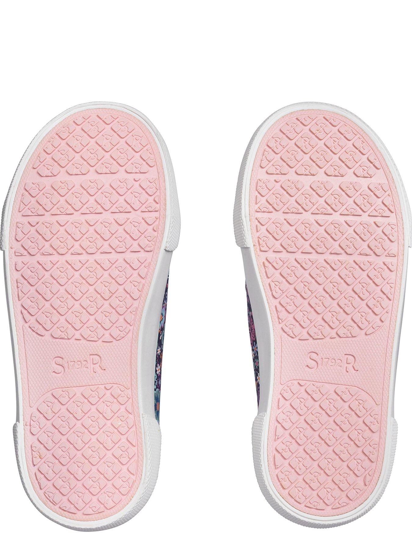 Garden Navy Blue Girls Machine Washable Canvas Plimsolls