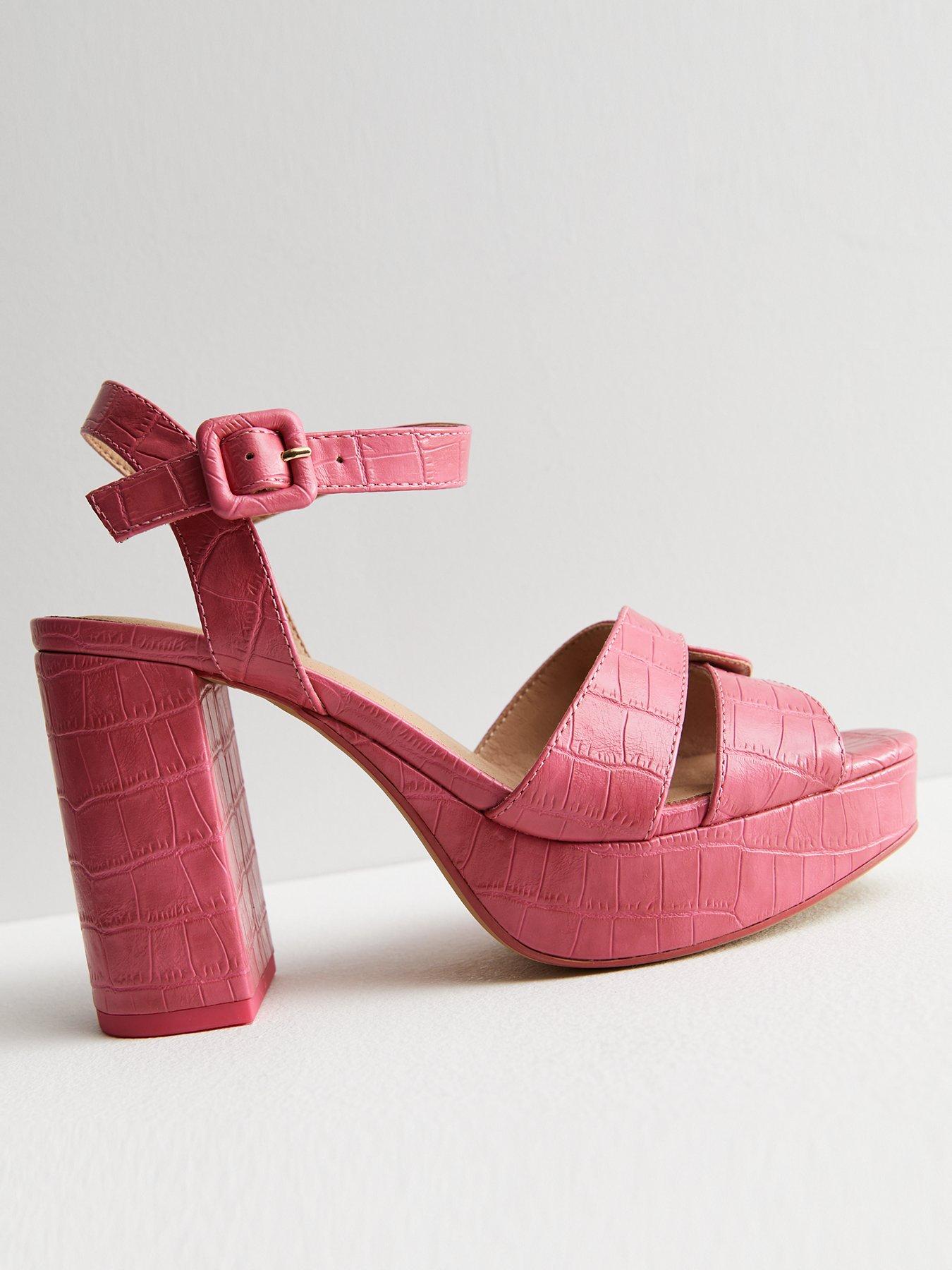 Bright pink shop block heel sandals