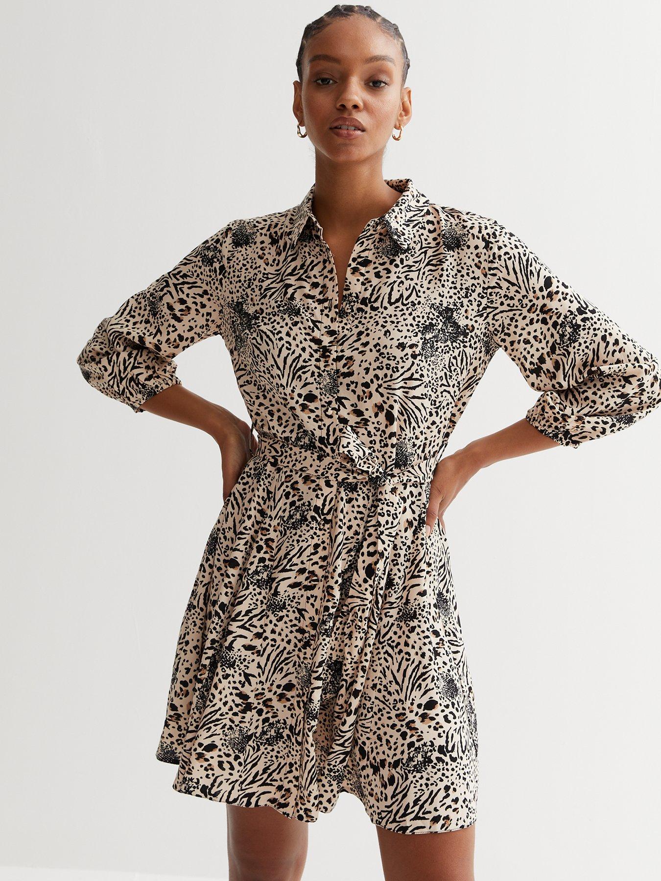 New look animal 2025 print shirt dress