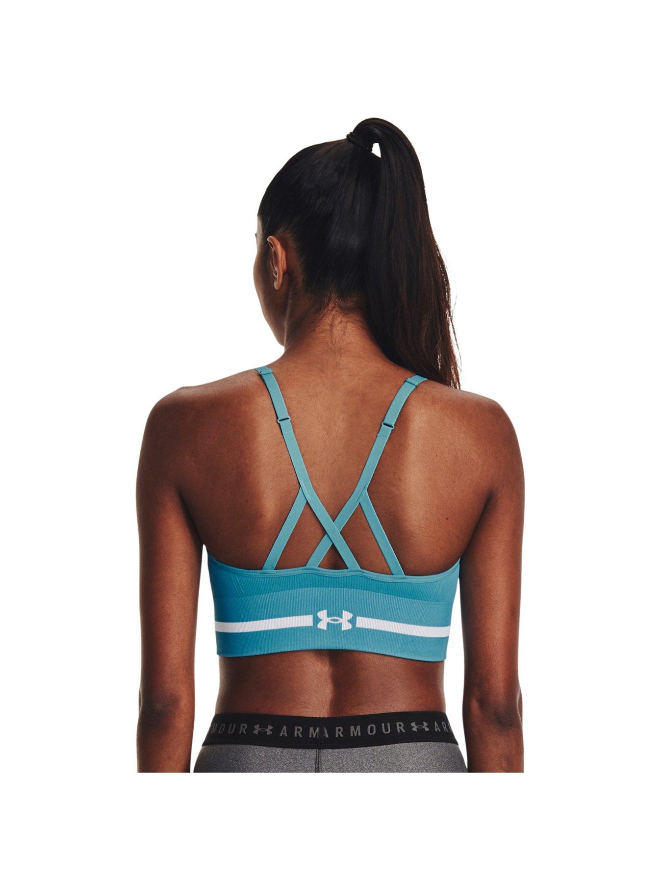 Forever 21 Women's Seamless Strappy Longline Sports Bra in Blue