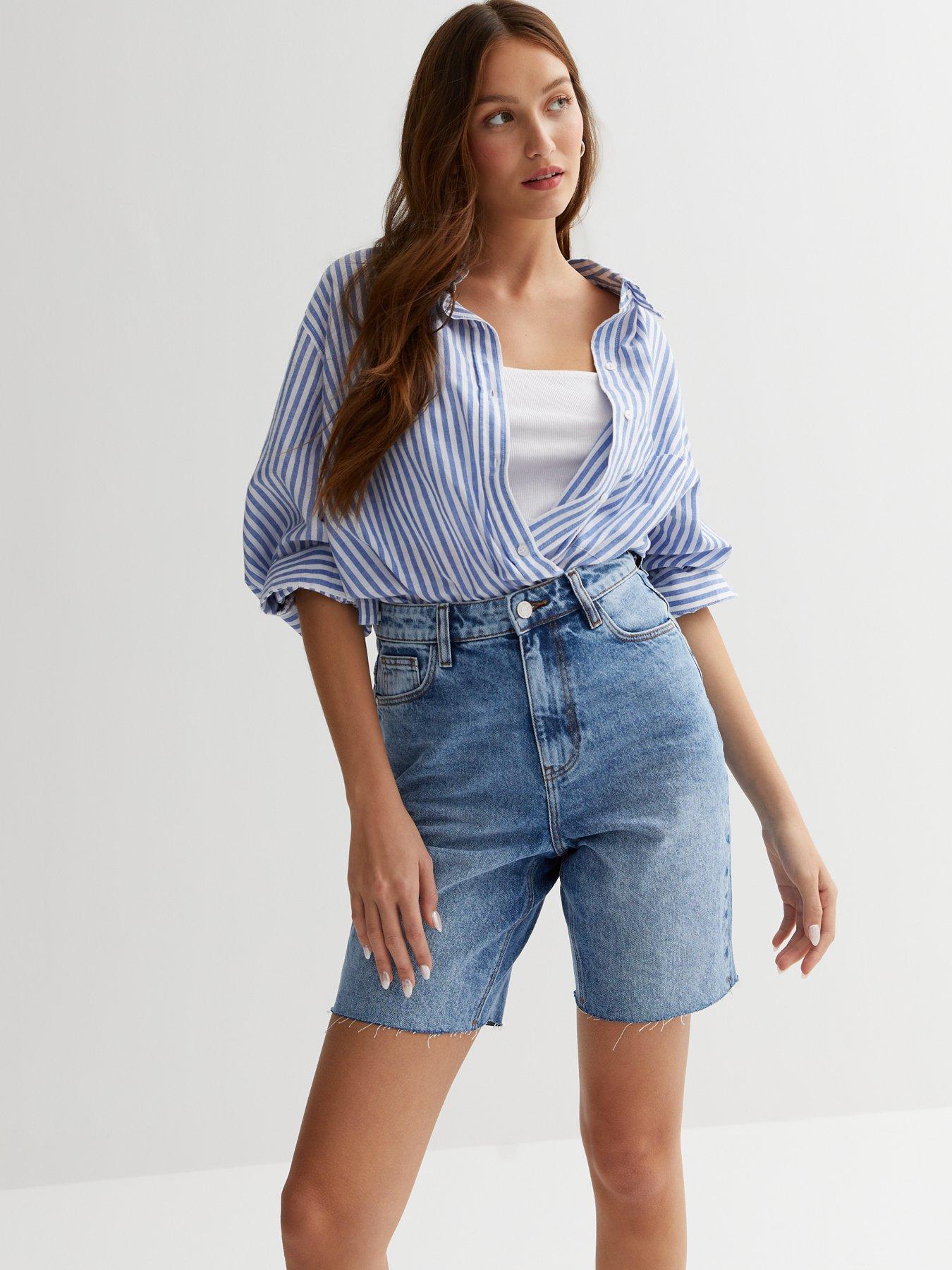 High waisted denim shorts new clearance look