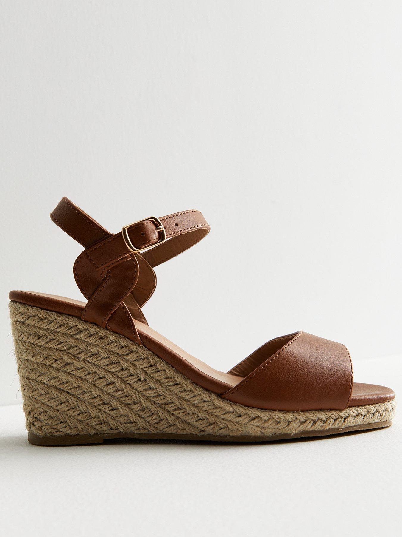 Tan leather wedge outlet sandals uk