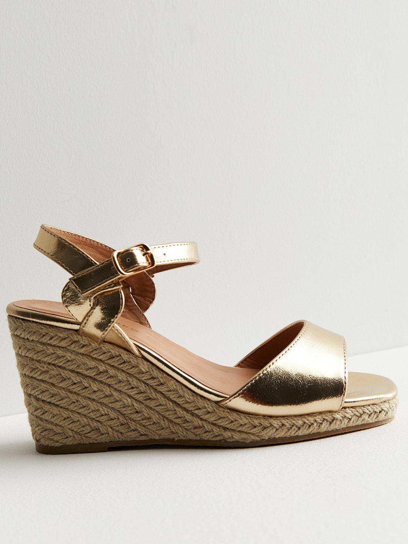 Gold wedge store sandals new look