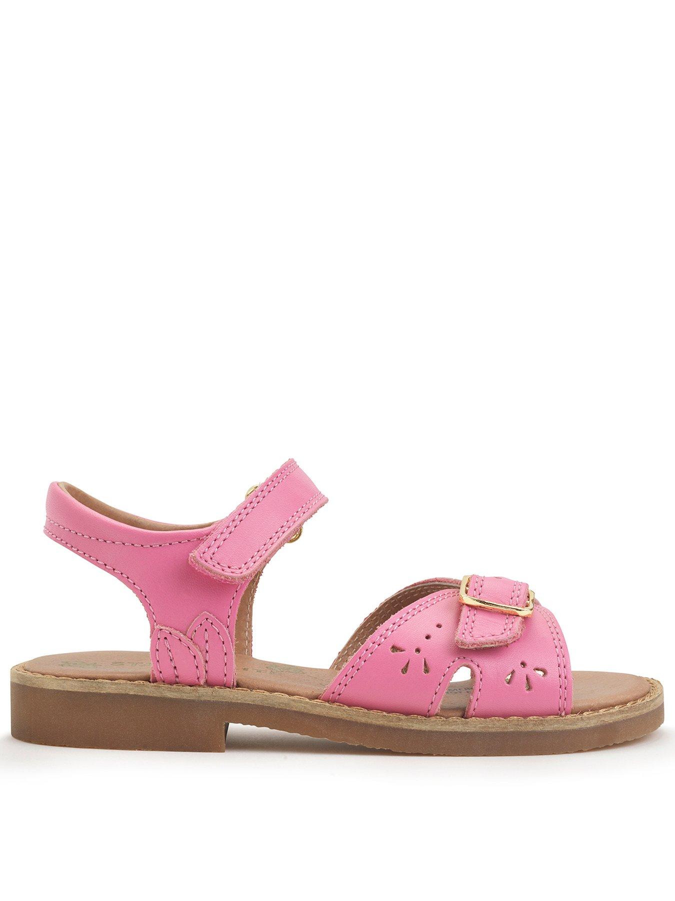 Holiday Girls Leather Summer Sandals With Adjustable Straps Pink