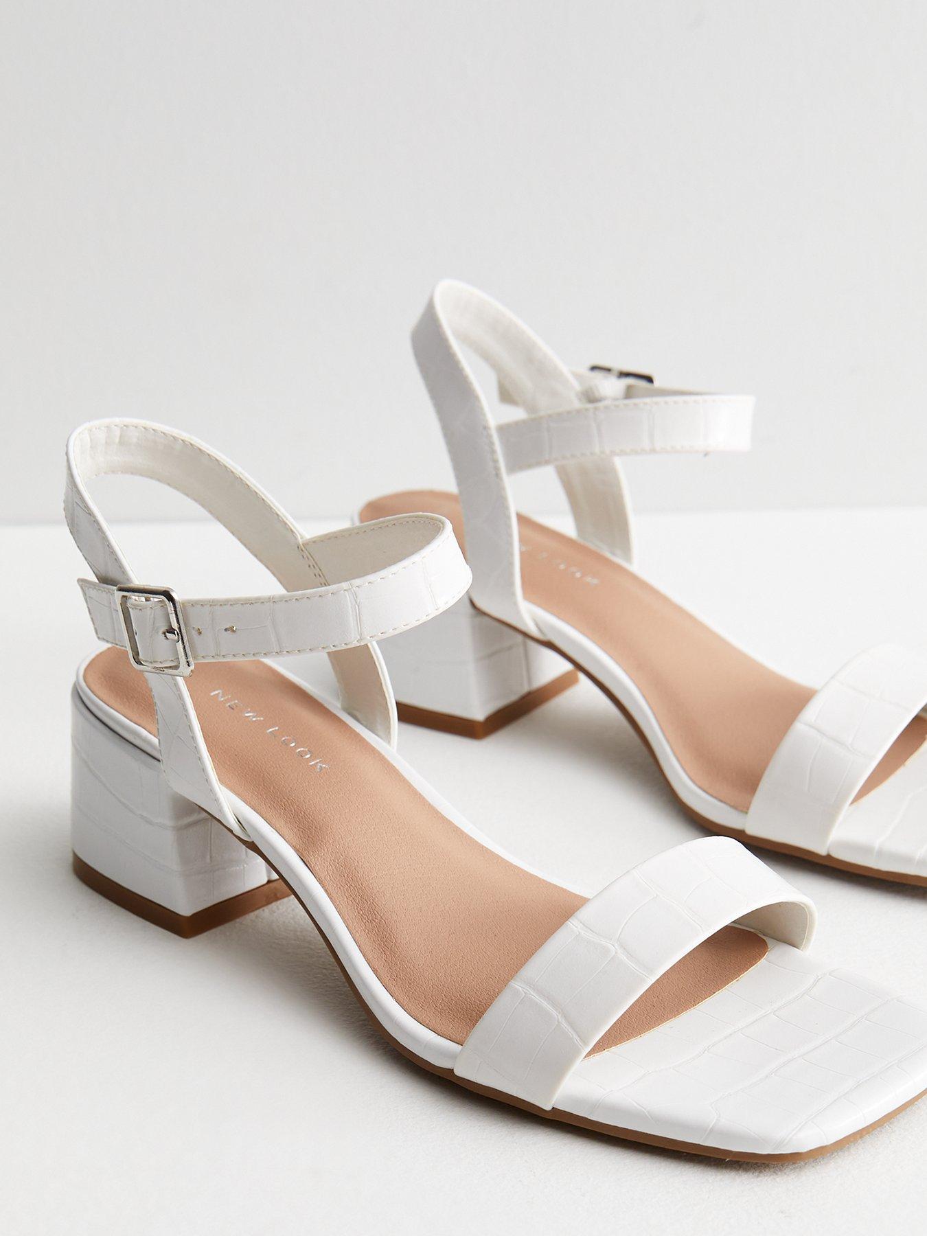 White leather sale block heel sandals