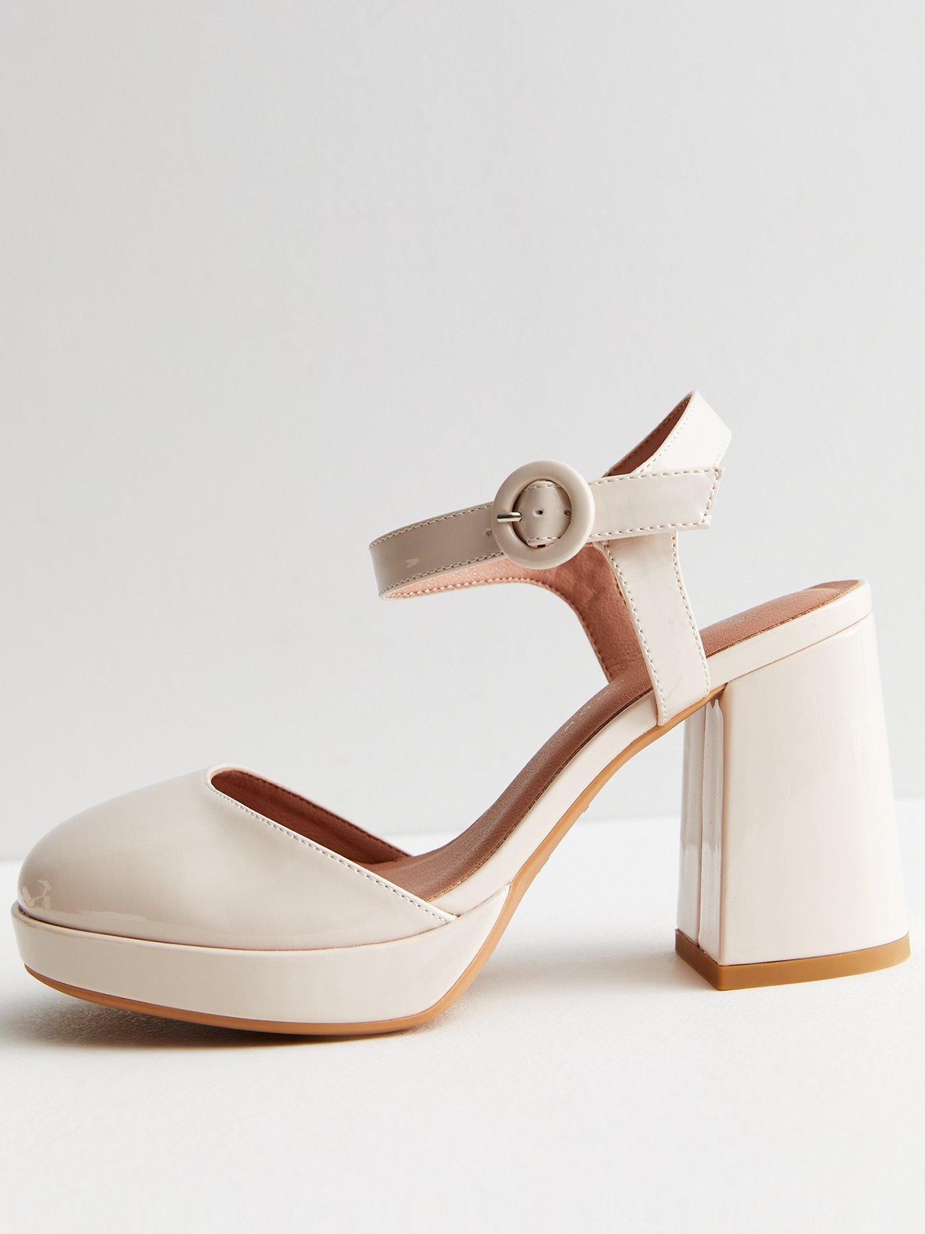 Platform court shoes with block cheap heel