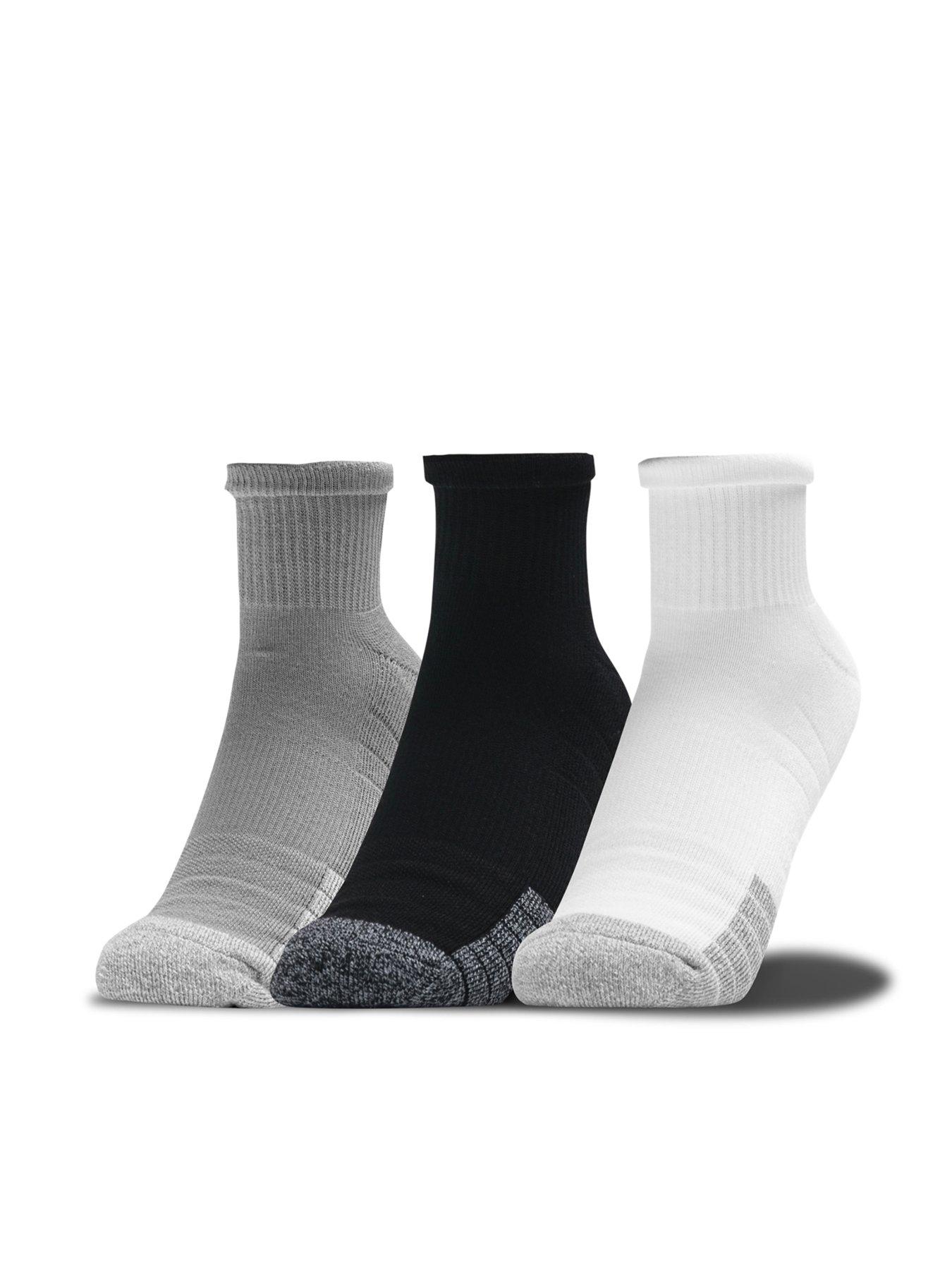 UNDER ARMOUR Training Heatgear Quarter 3pk Socks Grey very.co.uk