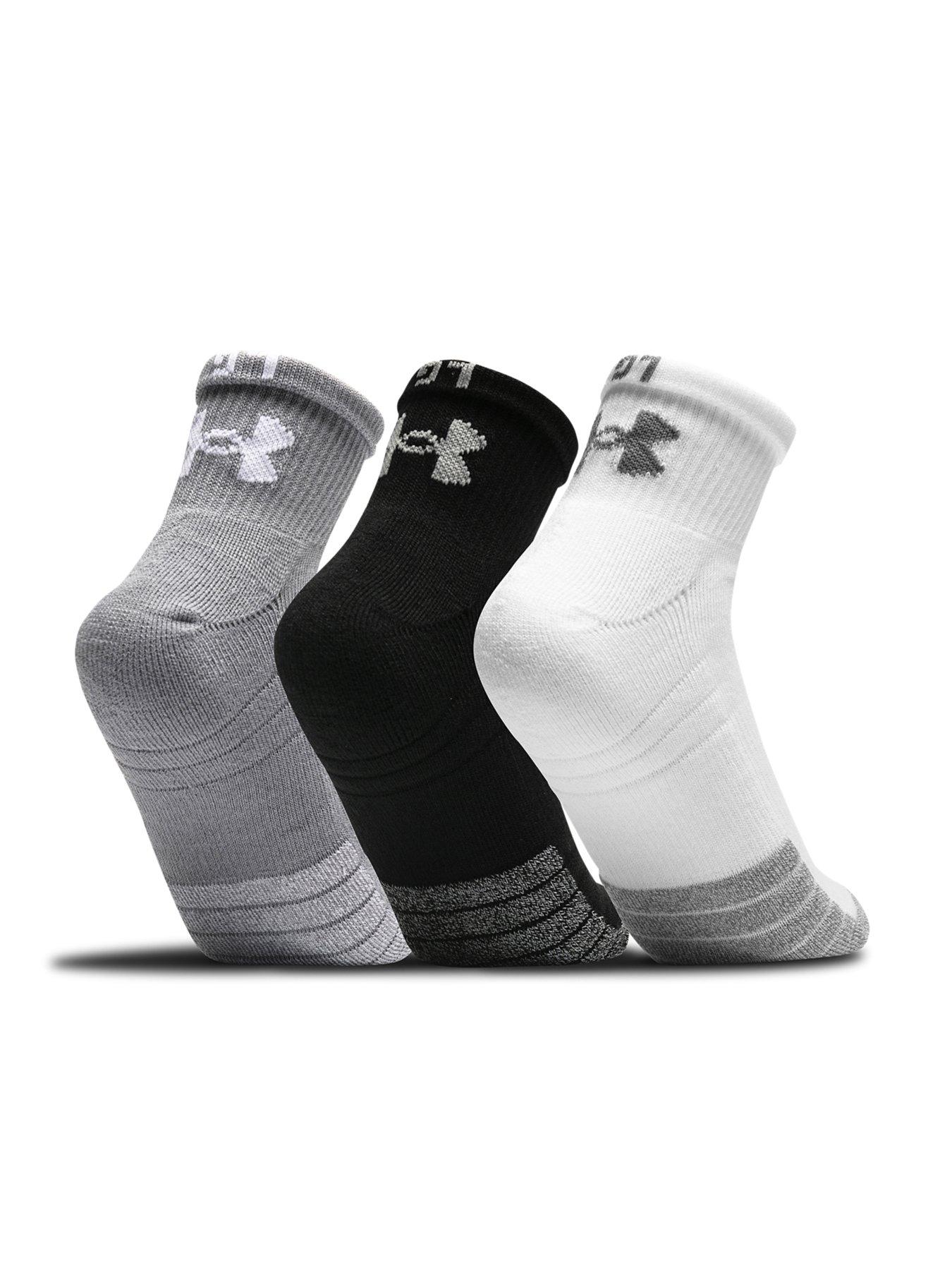 UNDER ARMOUR Training Heatgear Quarter 3pk Socks Grey very.co.uk