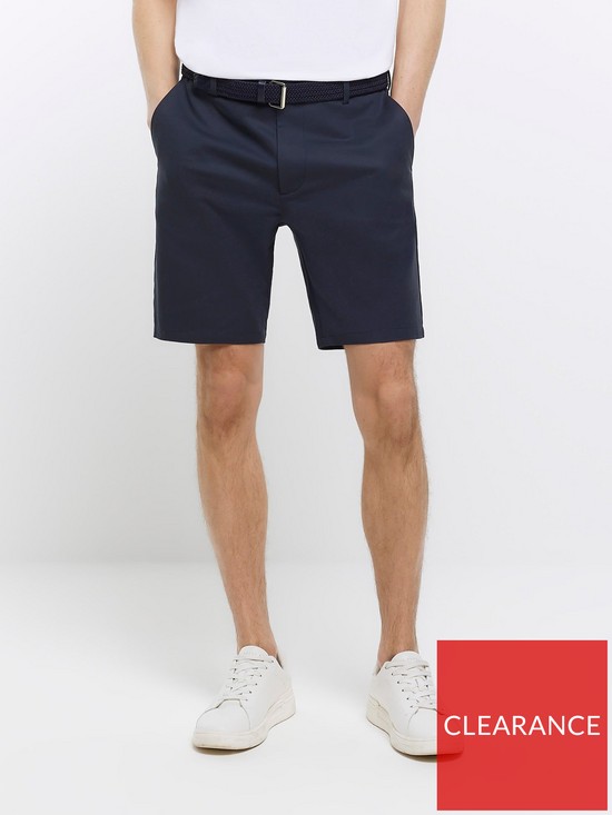 River Island Belted Chino Shorts - Navy | very.co.uk