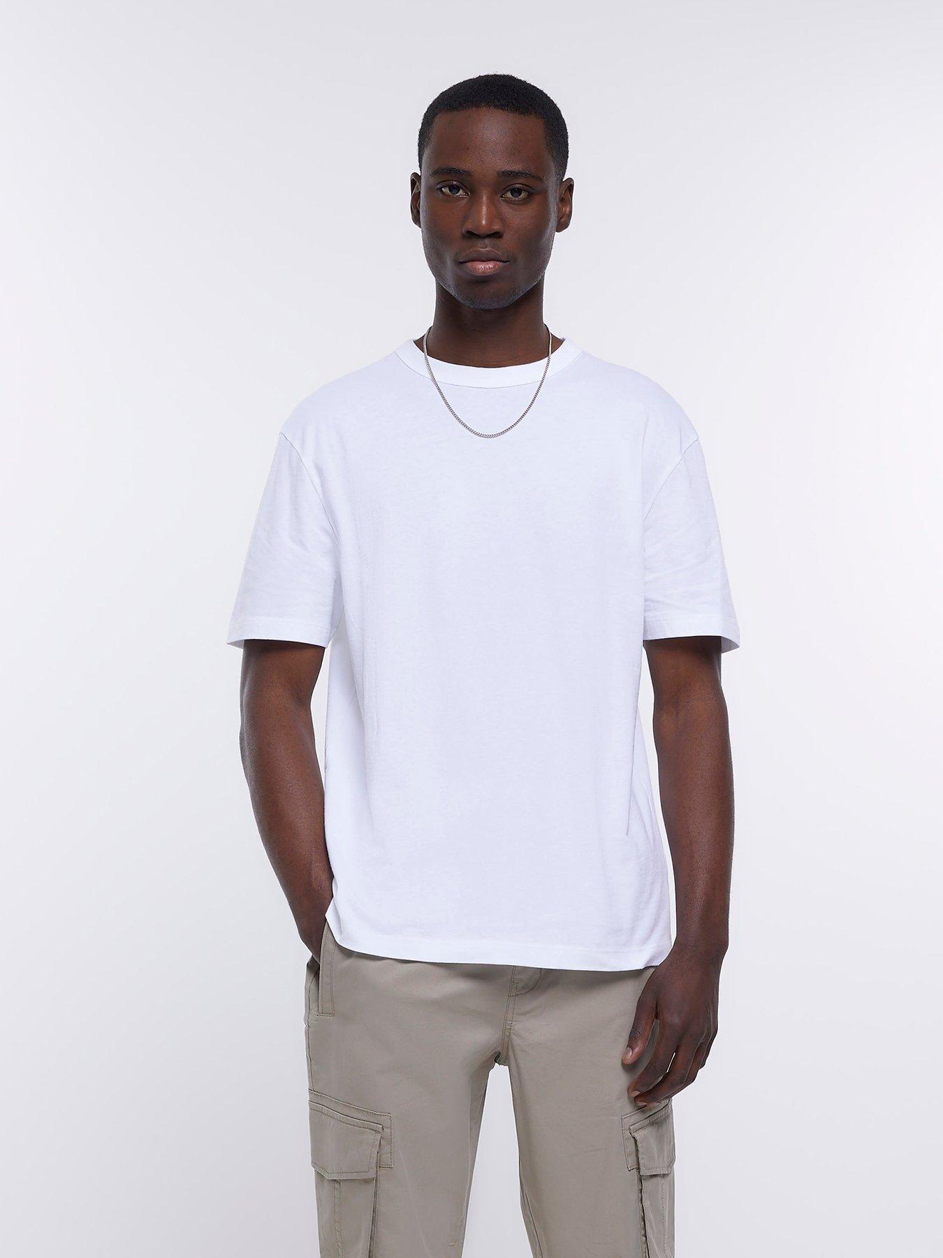 River Island Short Sleeve Reg Tee 2023 - White | very.co.uk