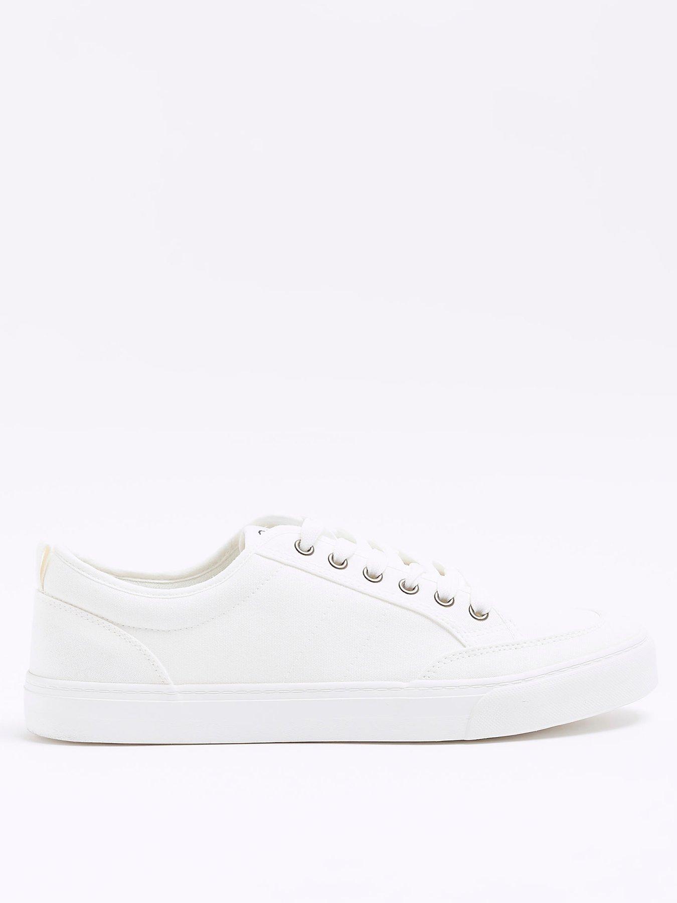 River Island Lace Up Canvas Plimsoll - White | Very.co.uk