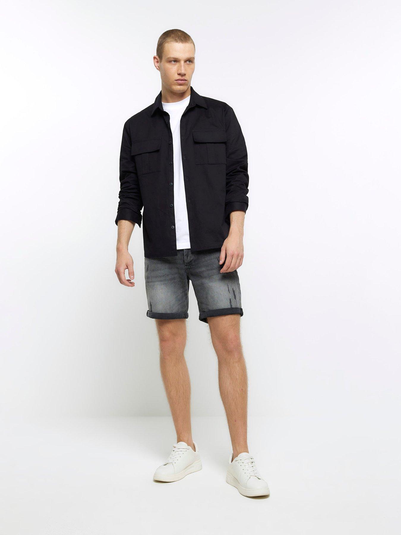 River island black denim 2024 shorts