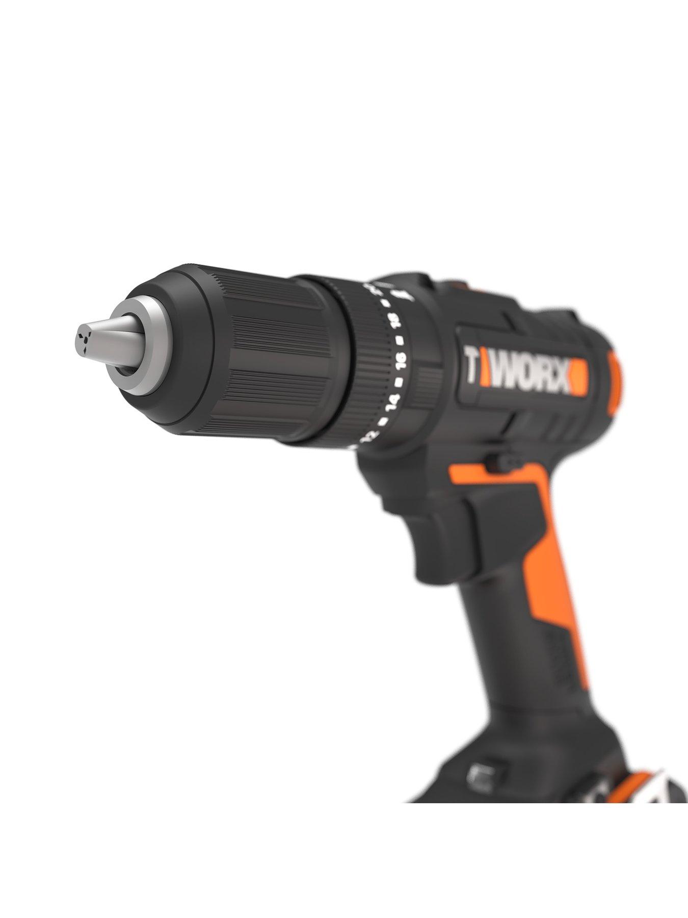Worx WX370 20V Cordless Hammer Drill with Built in Light and 2 Batteries Very