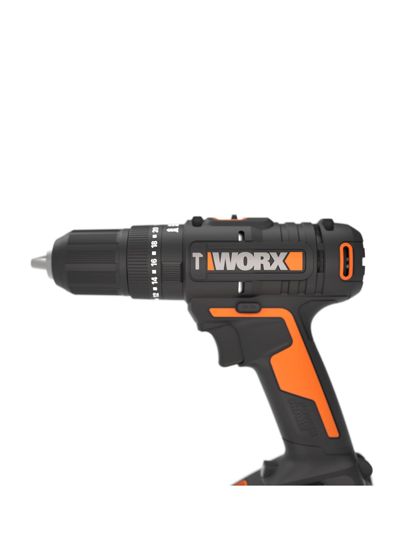 Worx WX370 20V Cordless Hammer Drill with Built in Light and 2