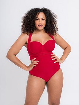 curvy kate wrapsody bandeau swimsuit red