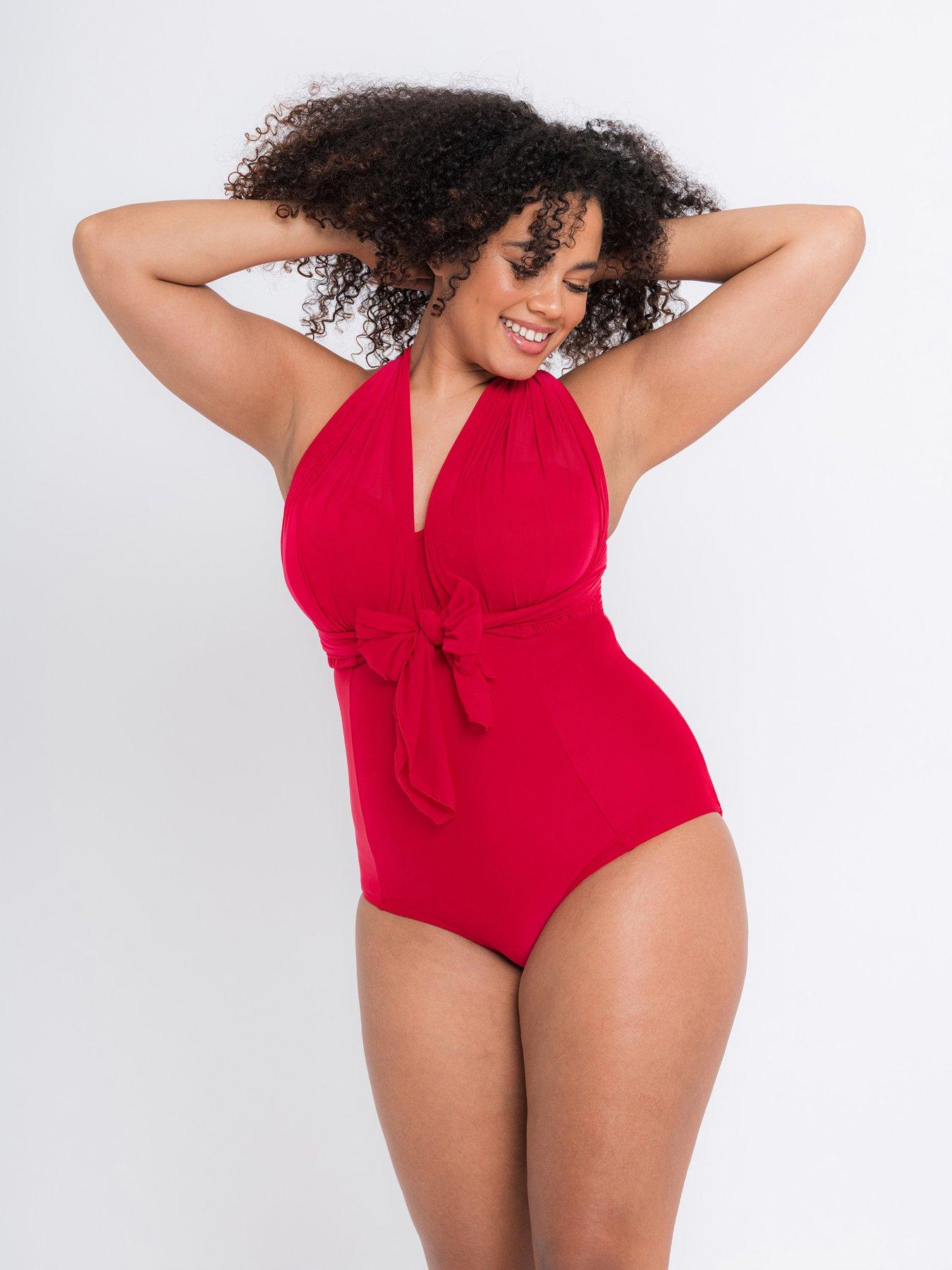 Curvy Kate Wrapsody Bandeau Swimsuit Red Very