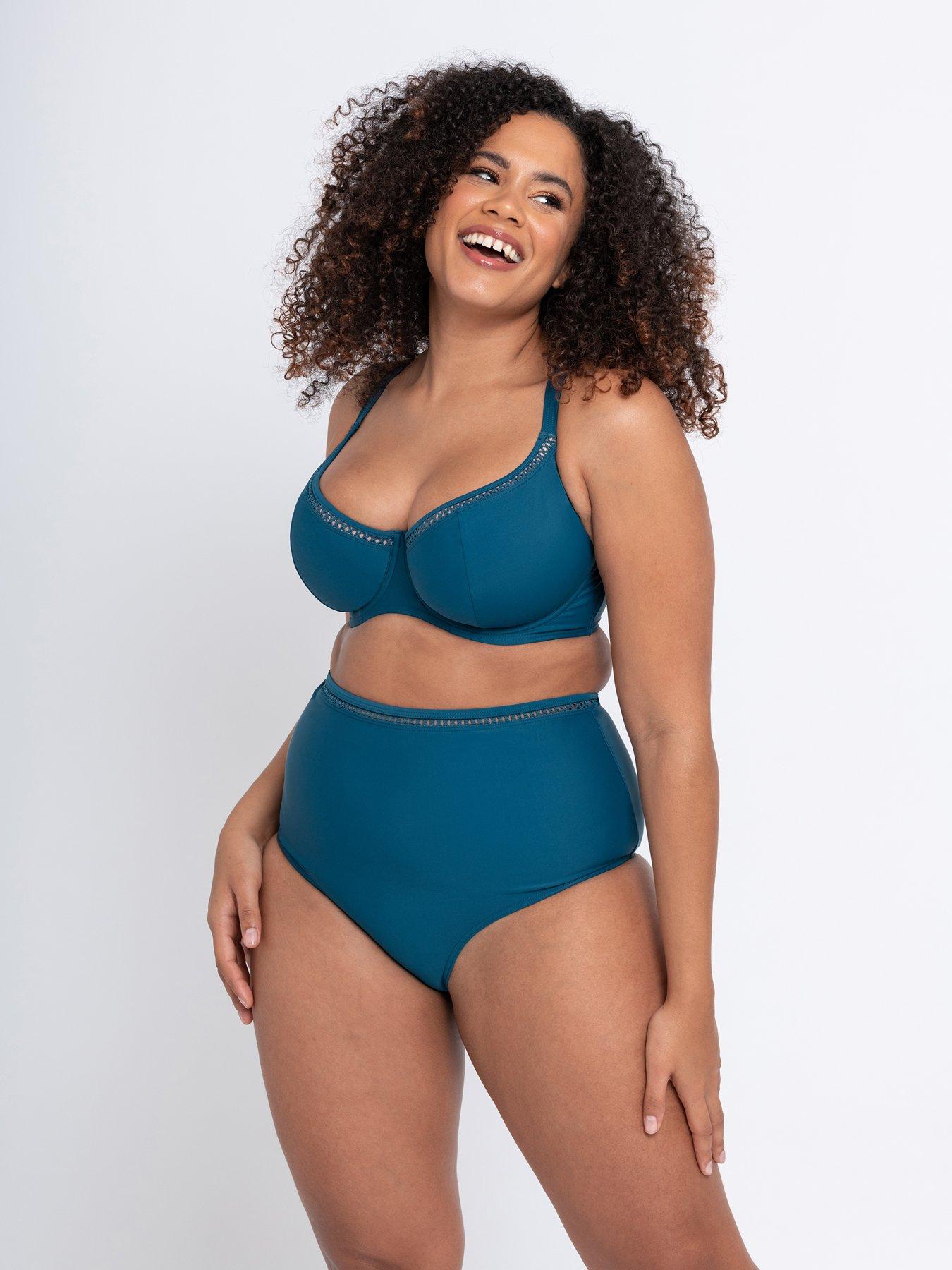 Curvy girl in store high waisted bikini