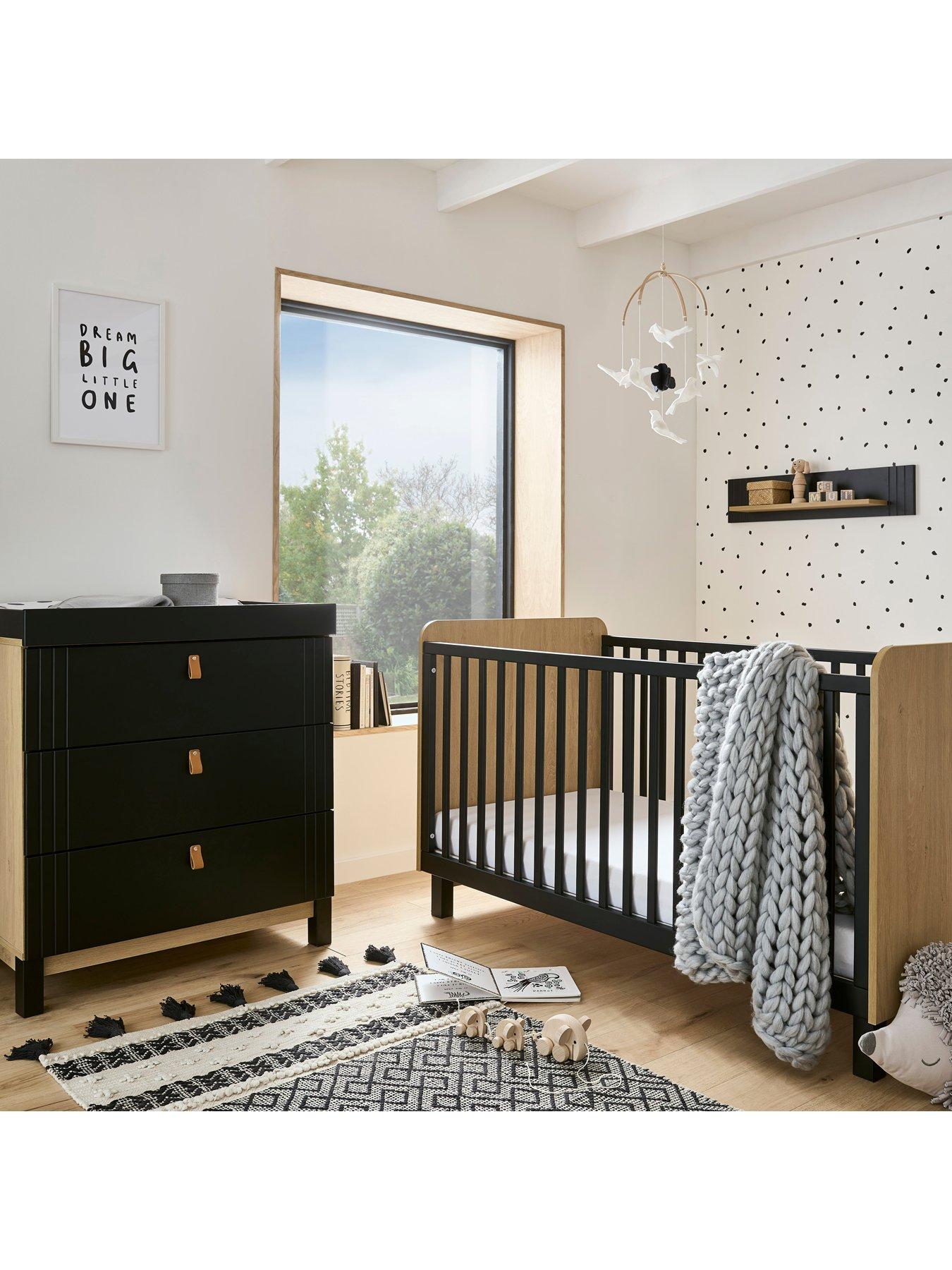 Product photograph of Cuddleco Rafi 2-piece Nursery Furniture Set - Oak And Black from very.co.uk