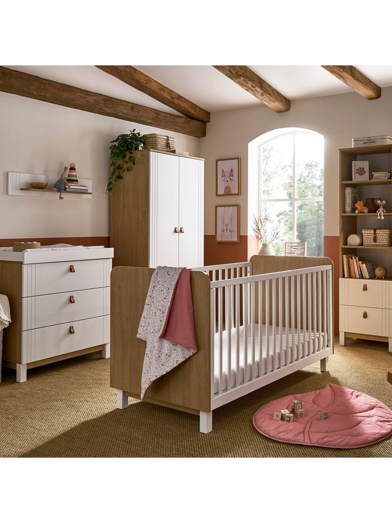 Product photograph of Cuddleco Rafi 4-piece Nursery Furniture Set - Oak And White from very.co.uk