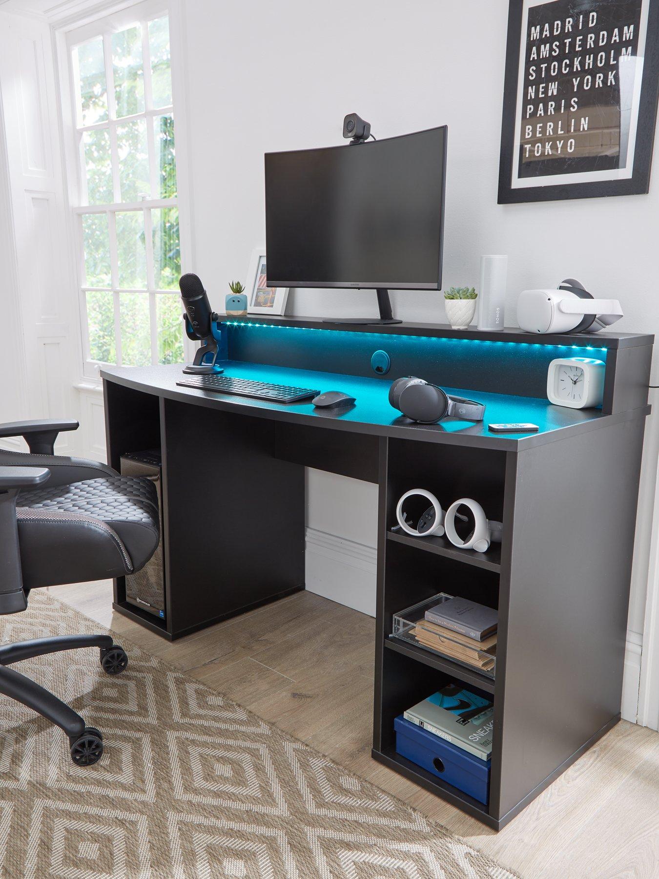 Very Home Ayo Compact Gaming Desk with Colour Changing LEDs - FSC® Certified
