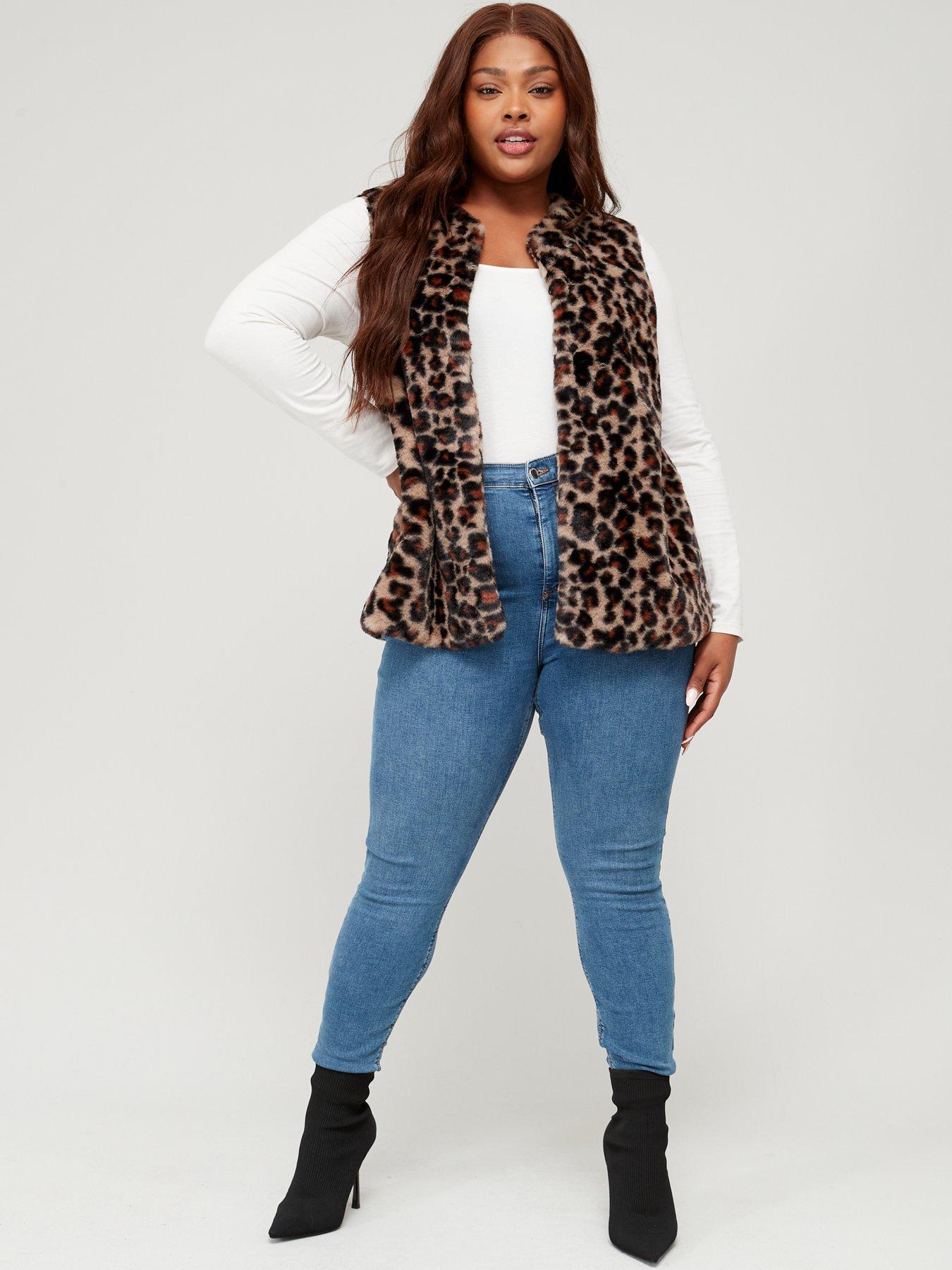 Leopard print fur clearance vest