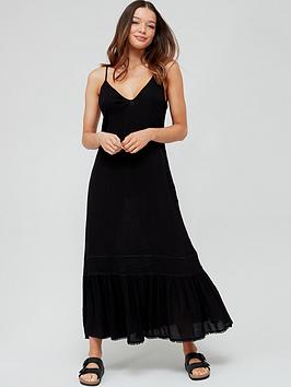 superdry vintage long beach cami dress - black