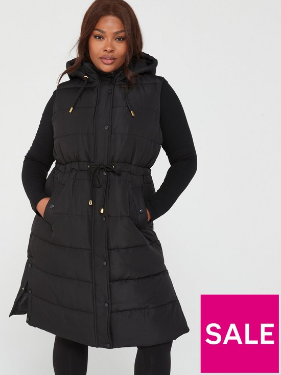 front image of v-by-very-curve-longline-hooded-puffer-gilet-black