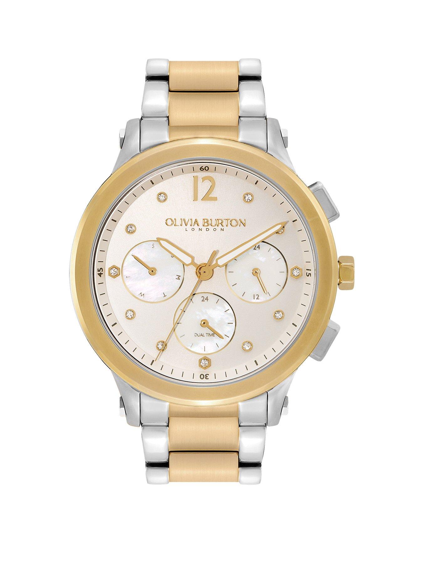 Product photograph of Olivia Burton Sports Luxe Multifunction Watch And 2-tone Link Bracelet from very.co.uk