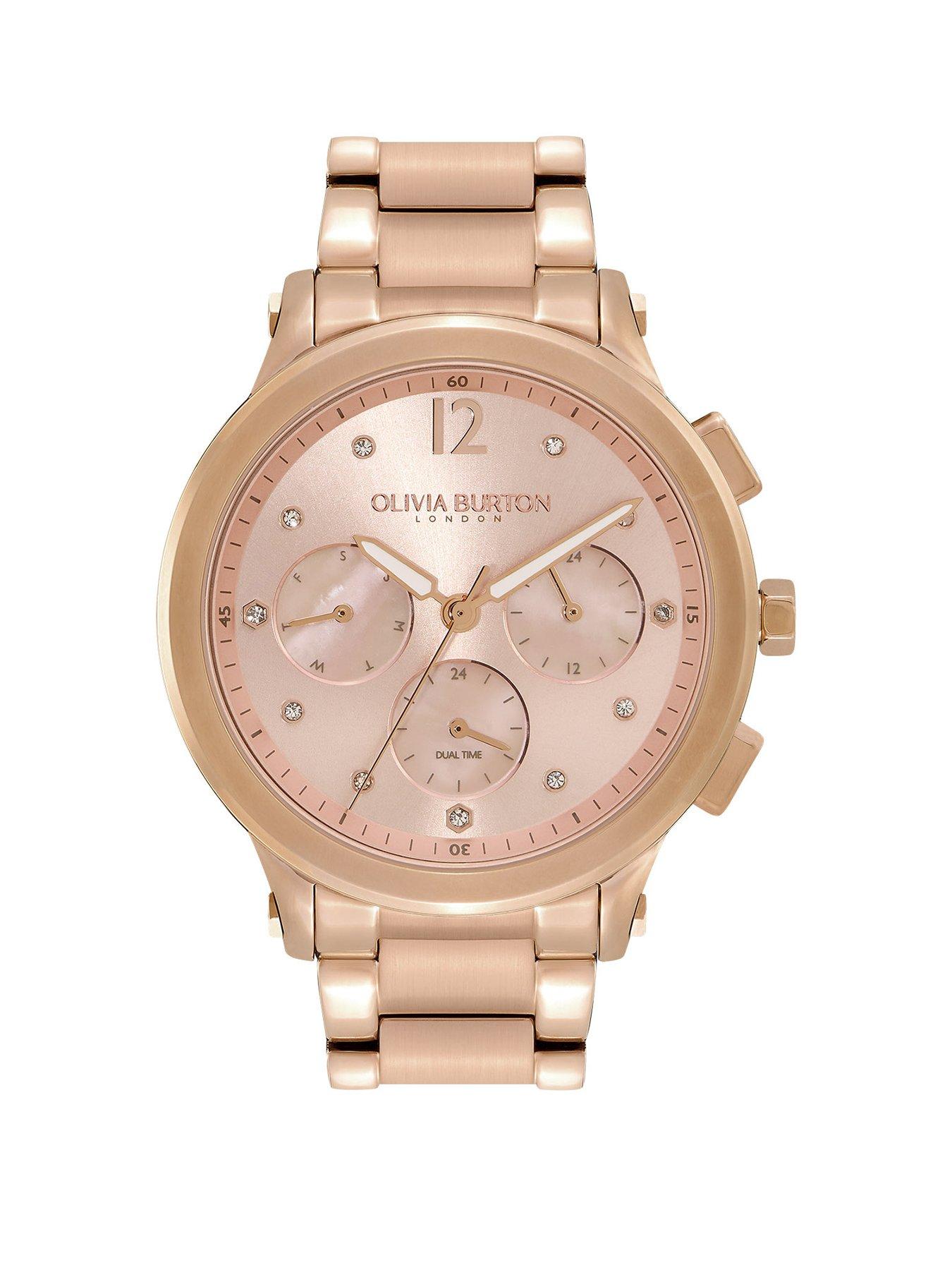 Product photograph of Olivia Burton Sports Luxe Carnation Gold Tone Multifunction Watch from very.co.uk