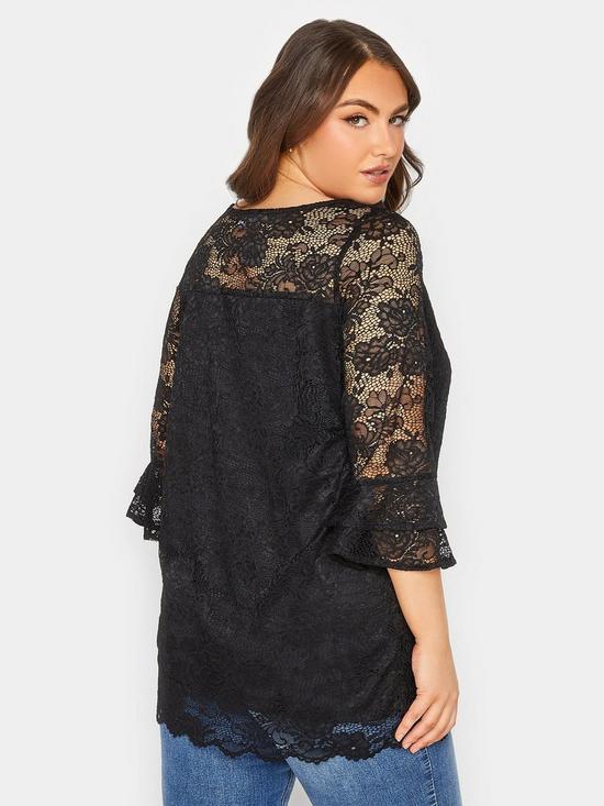stillFront image of yours-bell-sleeve-blouse-floral-lace