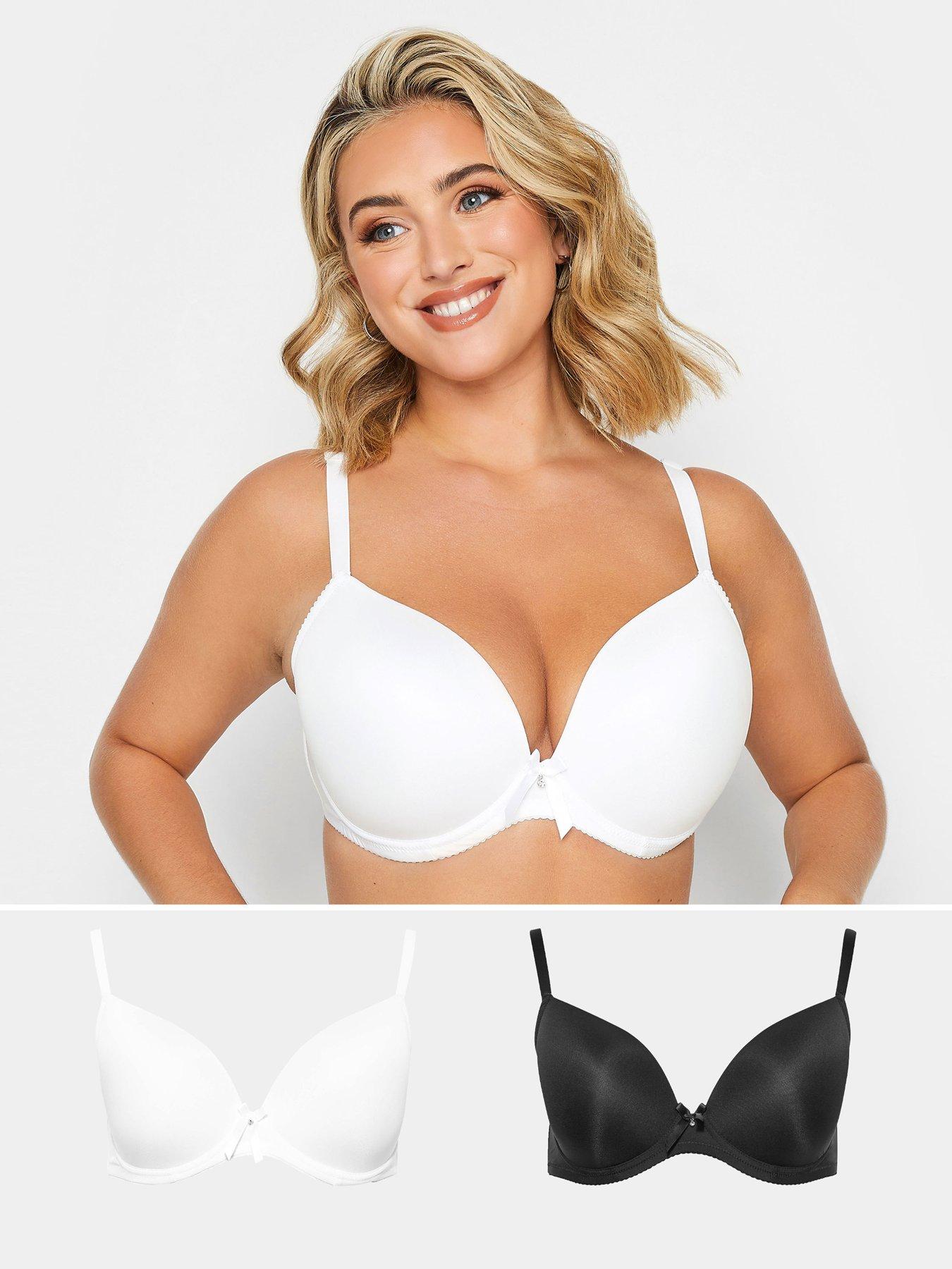 undefined 2 Pack Plunge Microfibre Bra - Black/White