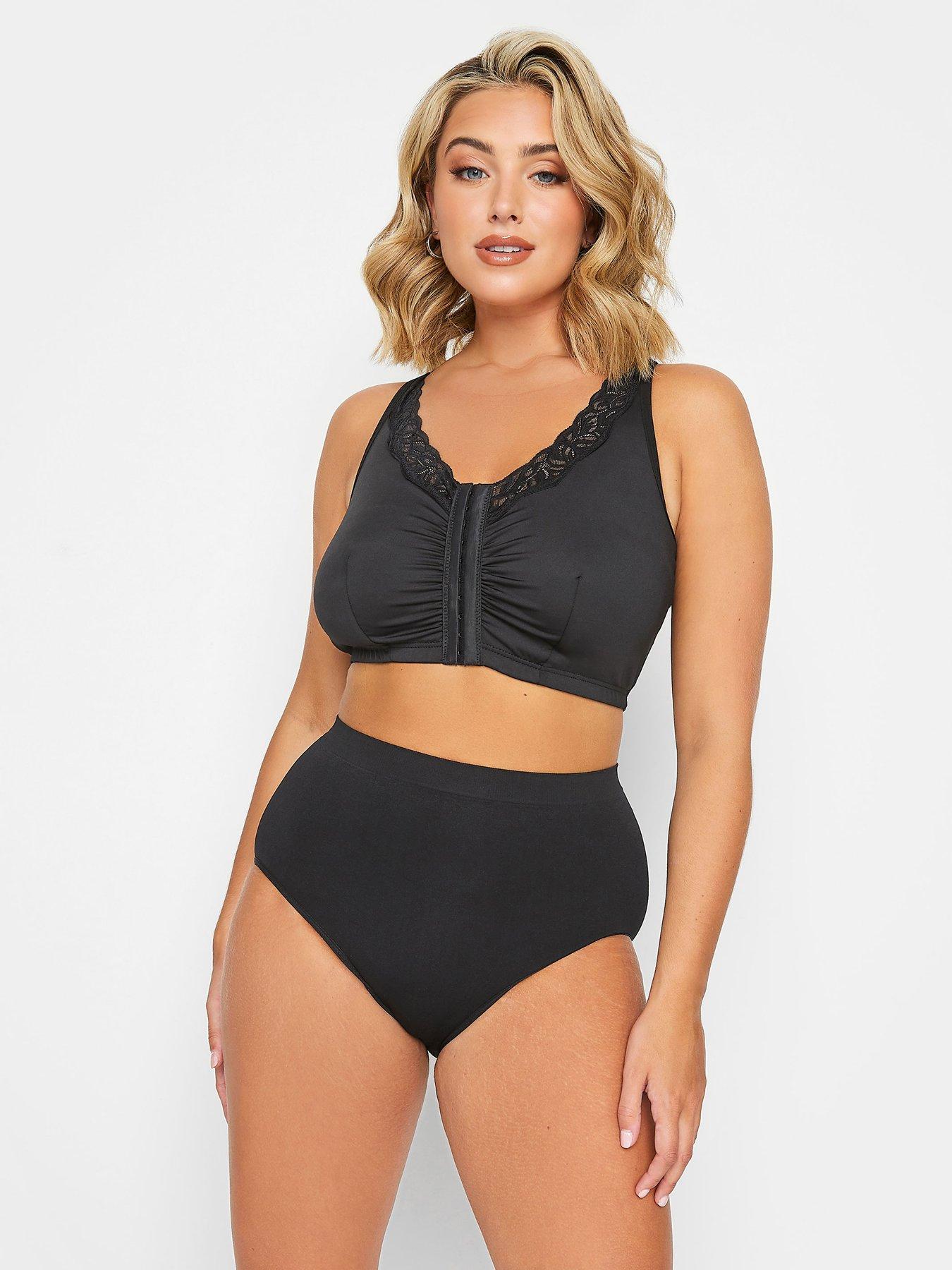 Image 2 of 3 of Yours 2 Pack Lace Trim Front Fastening Bra - Black/White