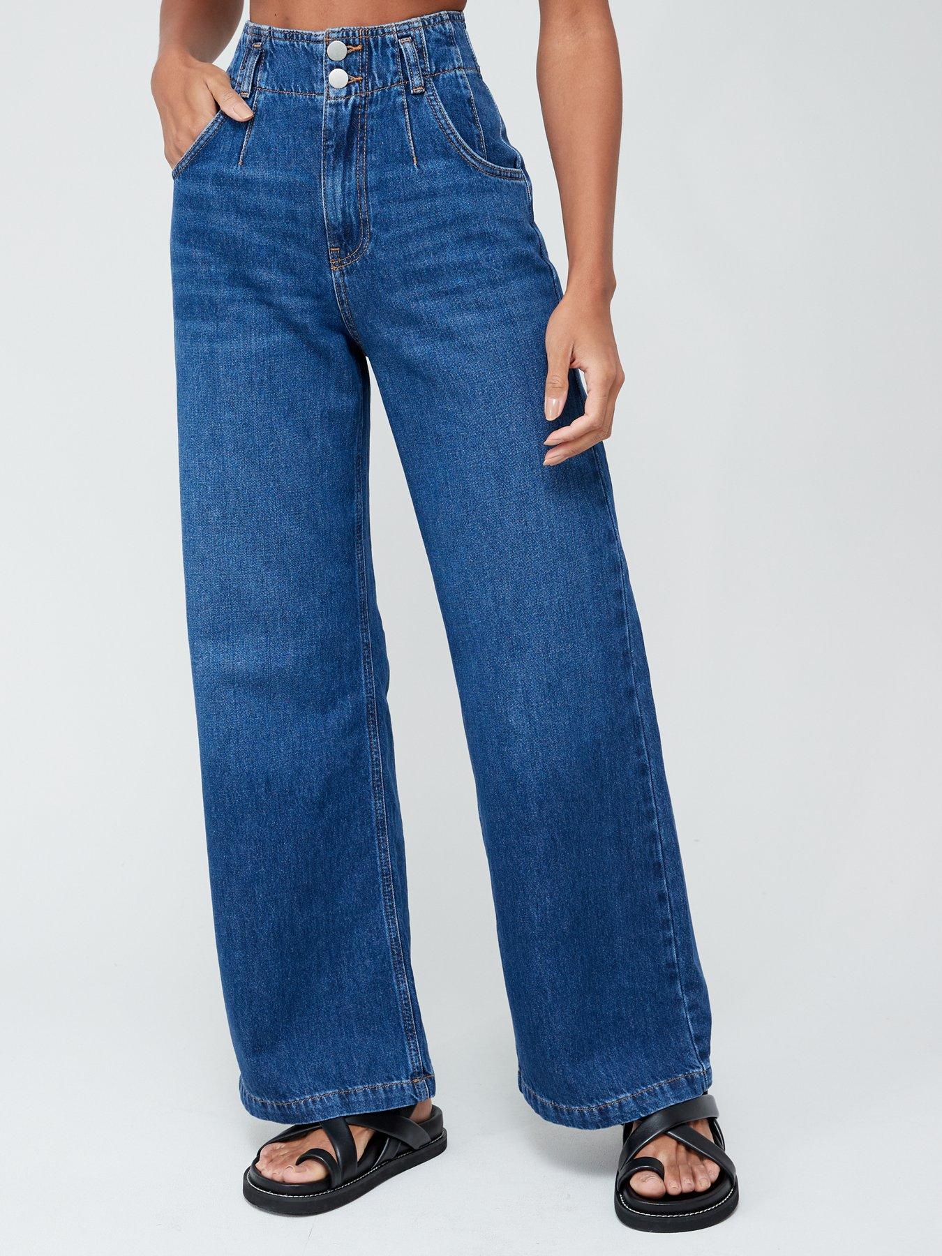 V by Very High Waist Lounge Jeans - Dark Wash Blue