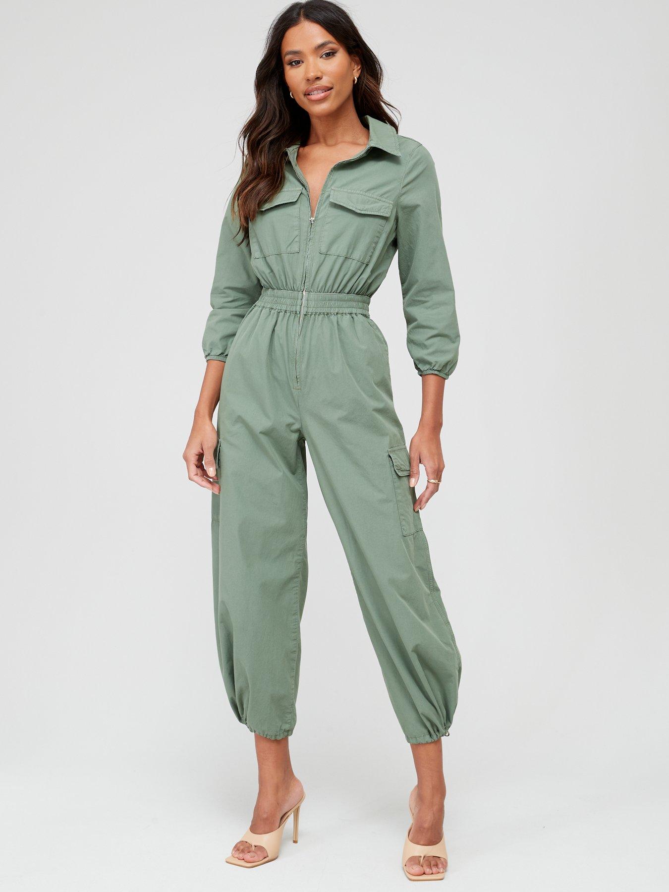 Sage Utility Jumpsuit (Cropped) XXL / Olive