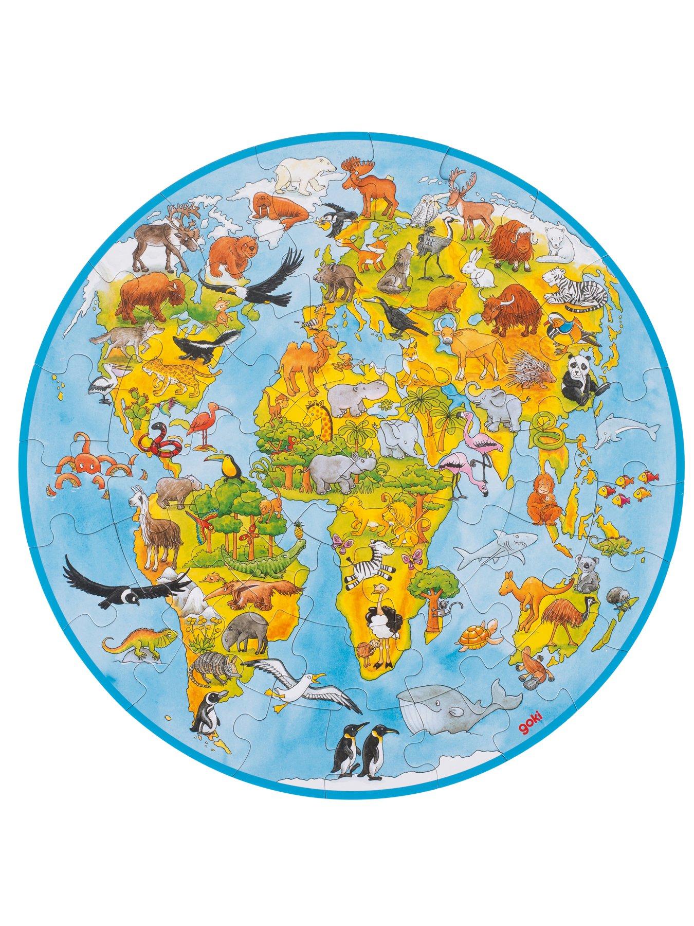 undefined Goki XXL Round World Jigsaw Puzzle - 49 Pieces - 45 cm Diameter